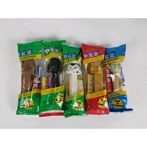 Star Wars PEZ Dispensers Lot Of 5 Yoda Chewbacca C3PO Vader Storm Trooper